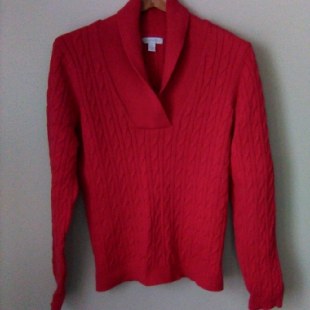 Charter Club V-Neck Cotton Blend Crimson Sweater Size XL